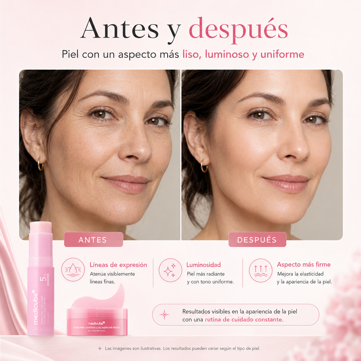 Bálsamo Multiactivo de Colágeno Rosa con PDRN para un Efecto Volumen